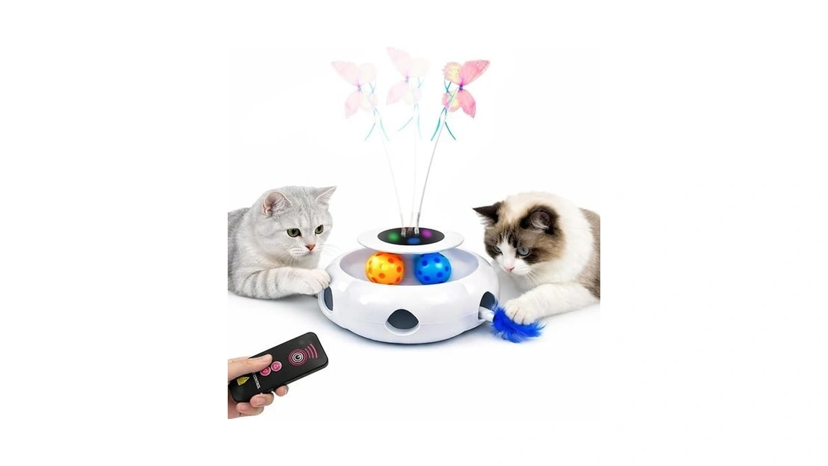 Halkydy 3-in-1 Interactive Cat Toy With Remote Control, Automatic Feather