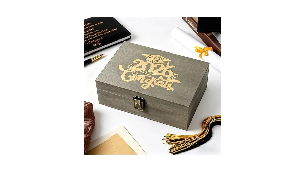 Remeit Graduation Keepsake Box - Engraved Class Of 2026 Wood