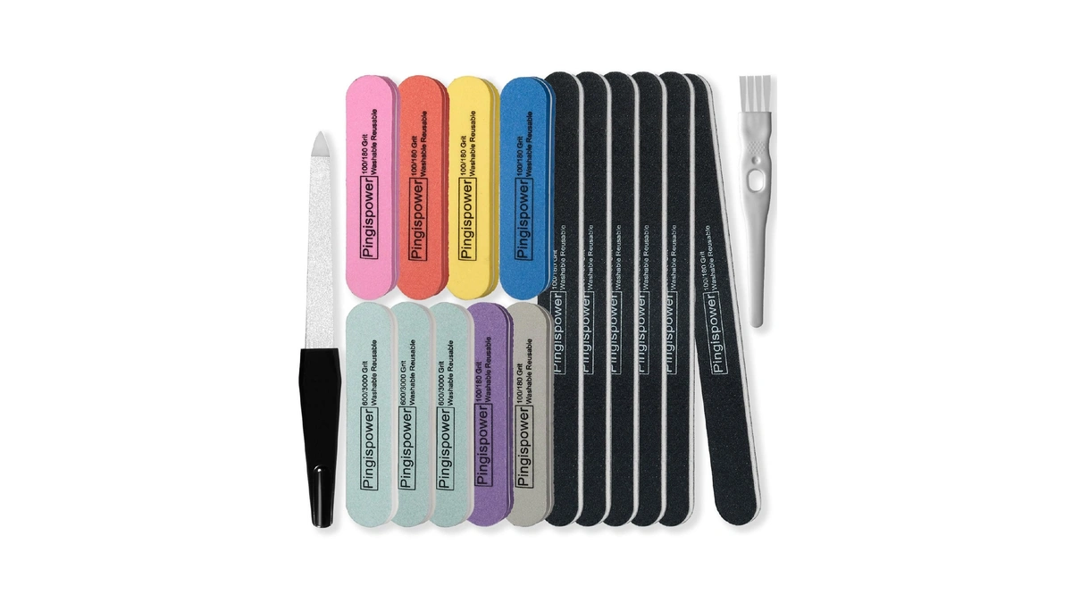 Pingispower Nail Files And Buffers, 17pcs Emery Boards & Buffer