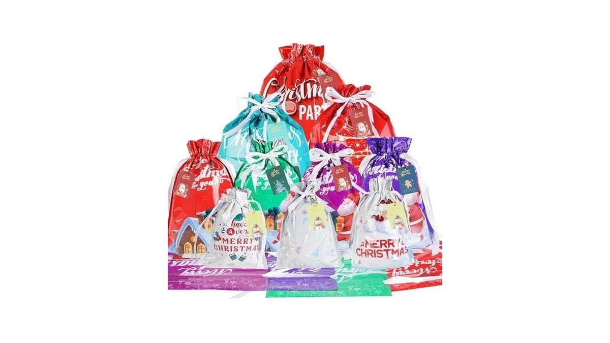 Ipqxe 20 Pack Christmas Gift Bags Assorted SizesοΌ1 Second Wrapping