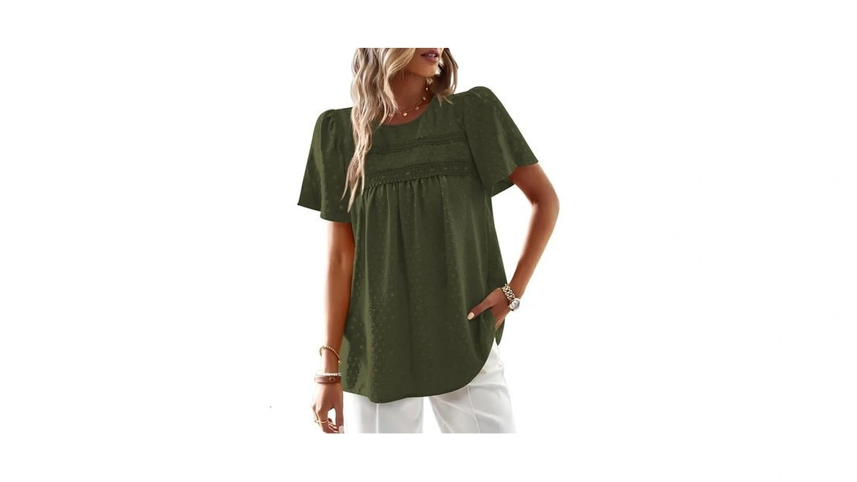 Poetsky Womens Summer Boho Tops Short Sleeve Swing Shirt Casual
