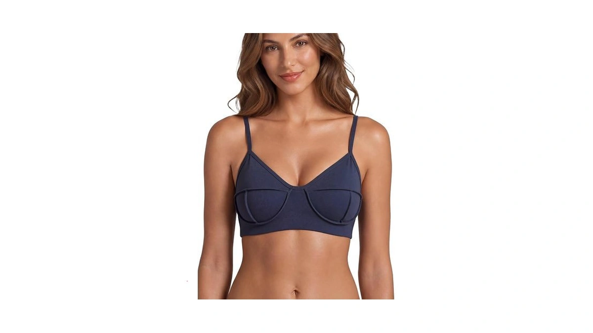 Sunzel External 3d Contour Sports Bra Adjustable Straps V Neck