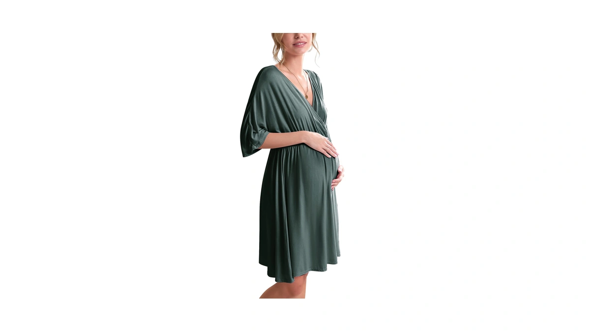 Ekouaer 3 In 1 Labor/delivery/hospital Gown Maternity Dress Nursing Nightgown