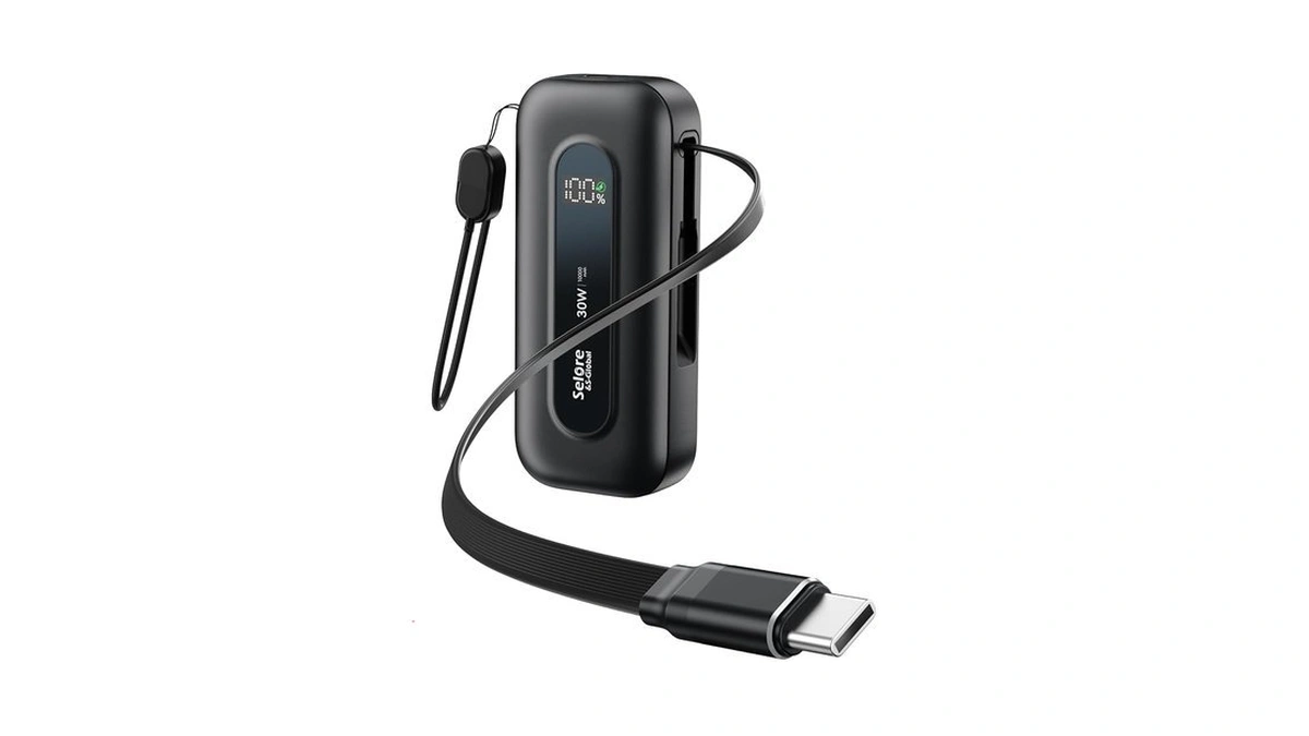 Selore&s-global Power Bank 10,000mah With Built-in Retractable Cable & C