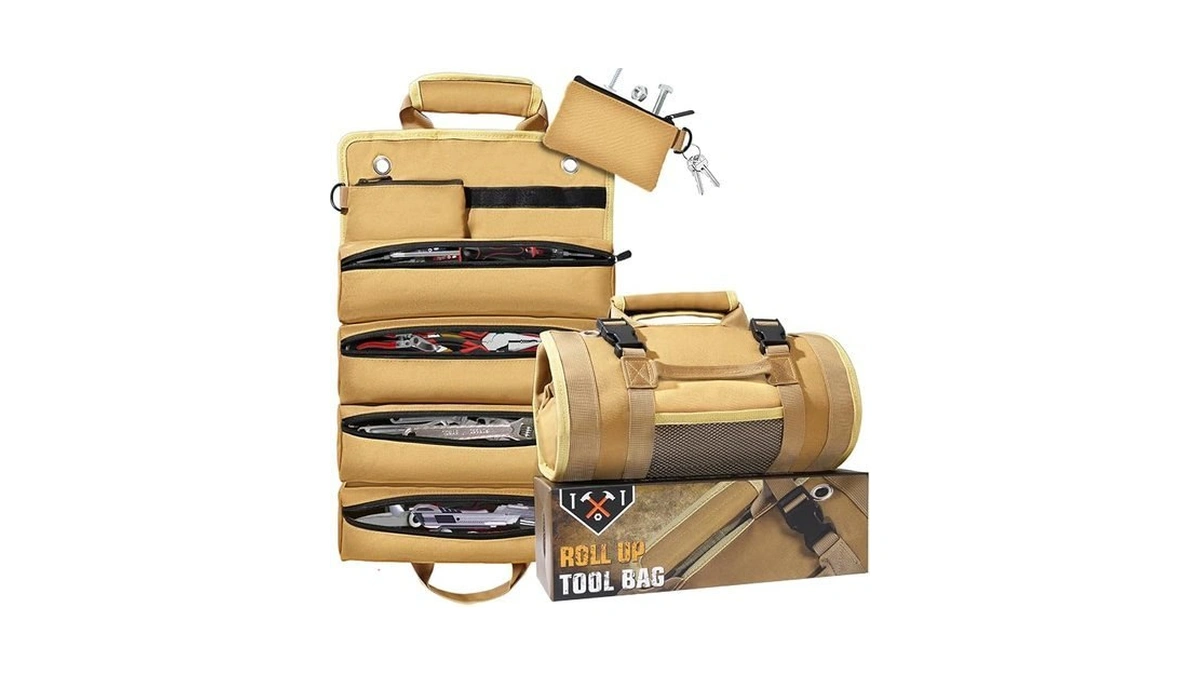 Qcoqce Heavy Duty Oxford Tool Roll, Waterproof Durable Tool Bag