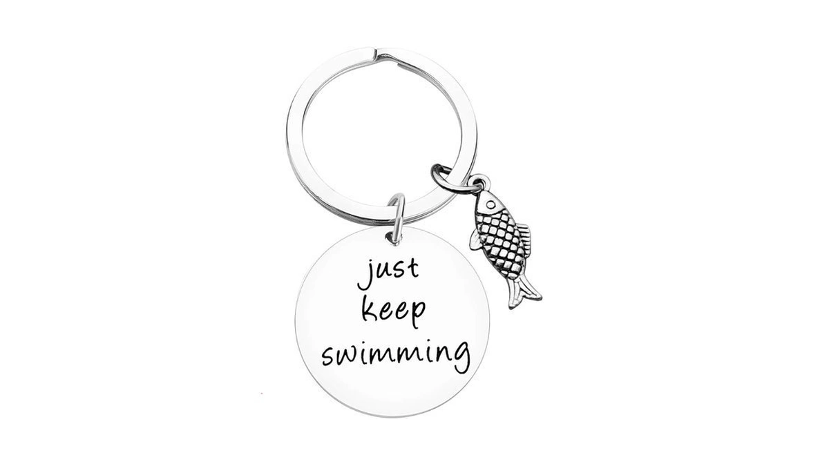 Baipilu Adult Encouragement Jewelry Gift Just Keep Swimming Key Chain