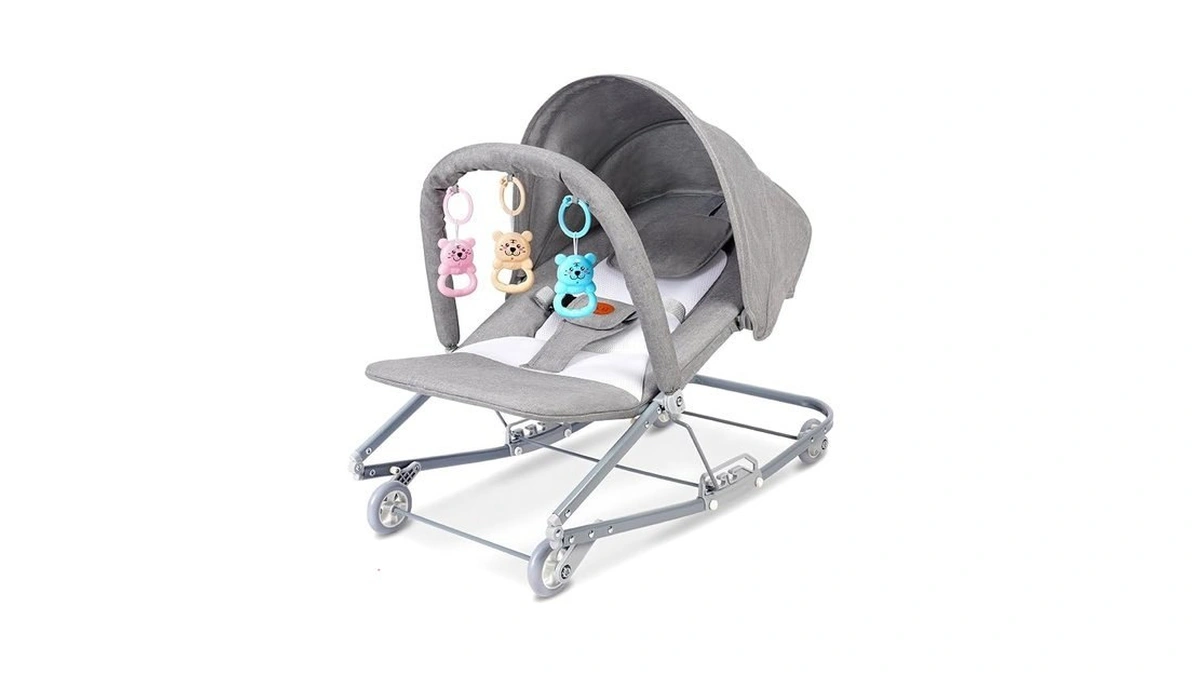 Hkai Rocking Baby Bouncer With Canopy, 2-mode Rocking & Rolling