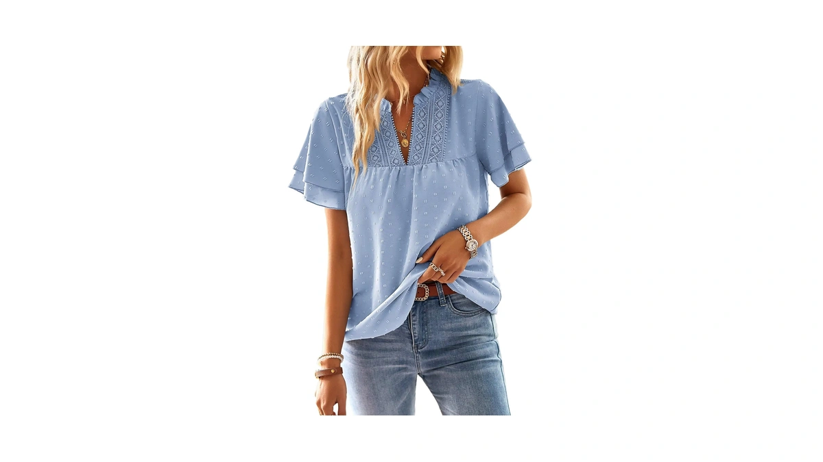 Falechay Plus Size Tops For Women Ruffle Sleeve Womens Blouses