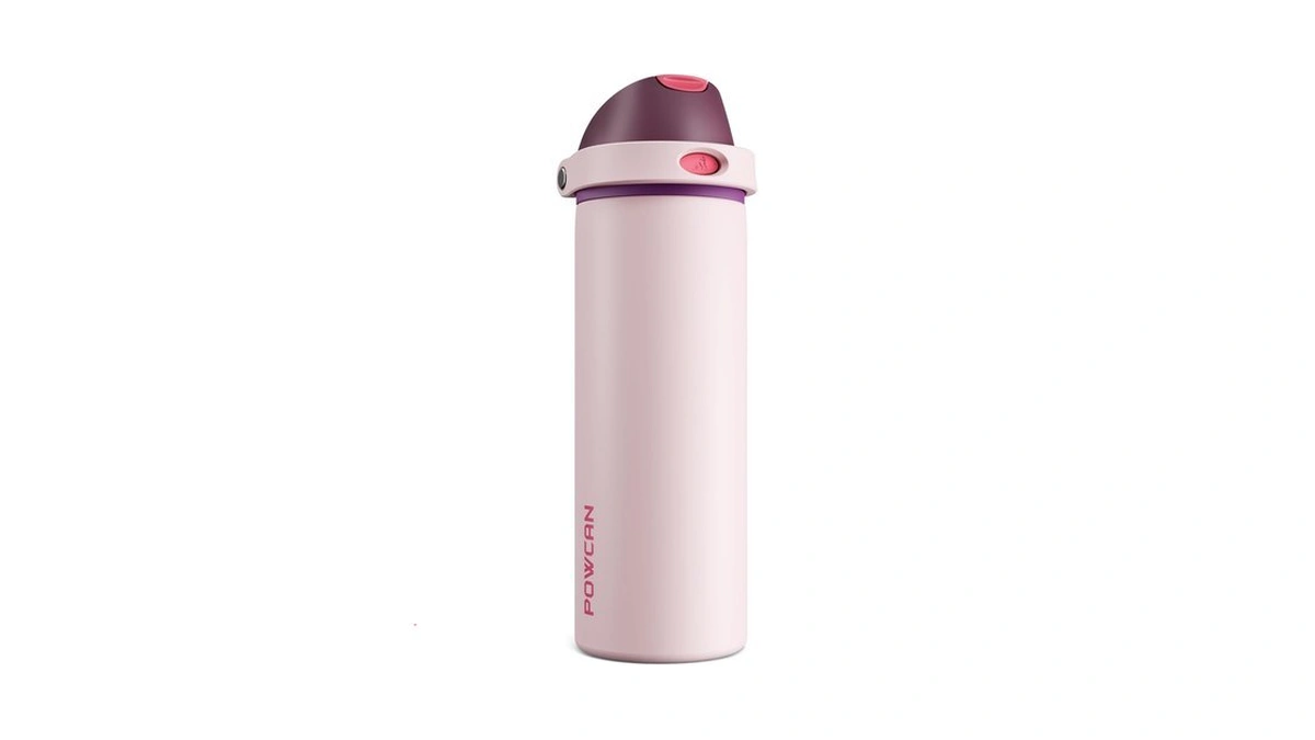 Powcan 24 Oz Stainless Steel Water Bottle: 2-in-1 Push-button Spout
