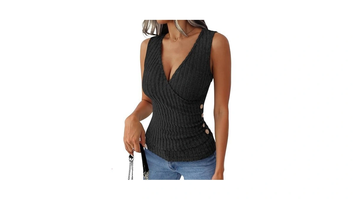 Anrabess Tank Tops For Women V Neck Sleeveless Sexy Top