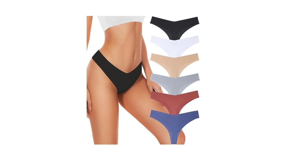 Hellopopgo Seamless Thongs For Women V-waisted No Show Thong Seamless