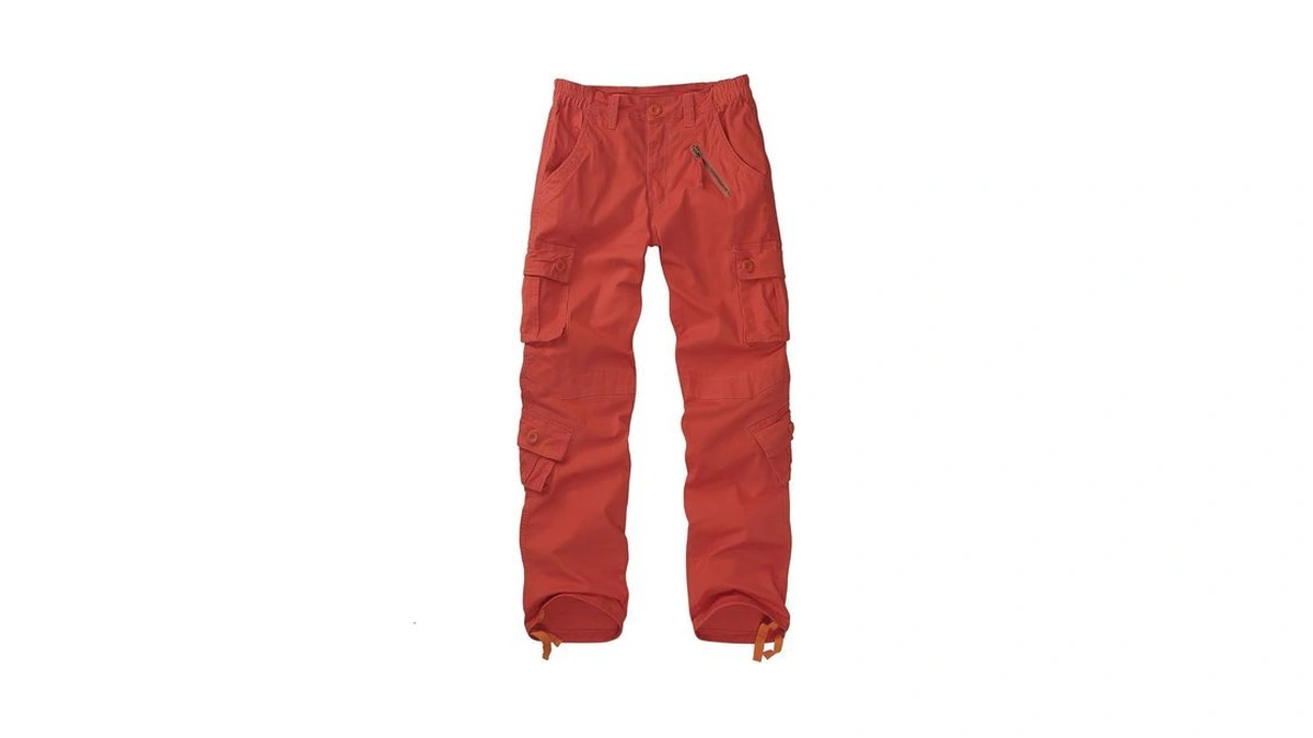 Raroauf Orange Cargo Pants Women Girls Cotton Casual Pants With