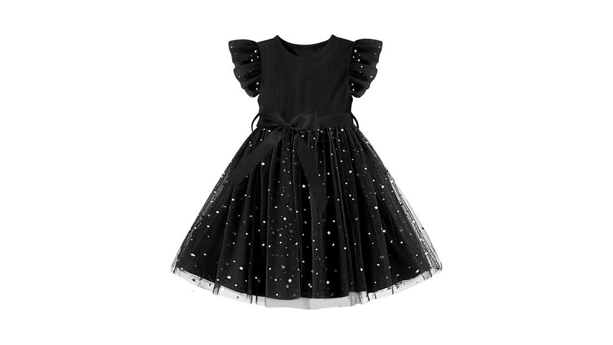 4-6 Little Girls Tulle Tutu Dress Ruffle Flutter Sleeve Dresses