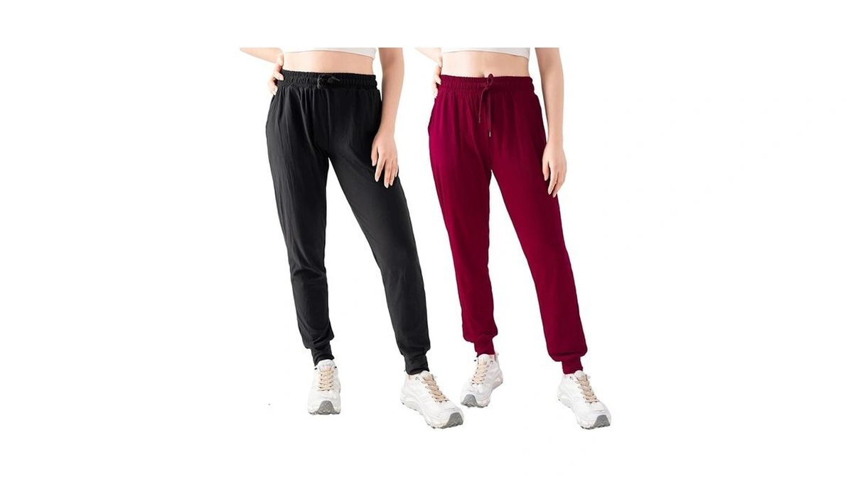 Triunion 2 Pack Women's Joggers Pants With Pockets Drawstring Running