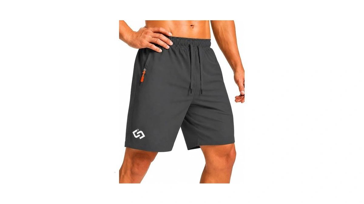 Men's 7" Athletic Gym Shorts With Zipper Pockets, Quick Dry,