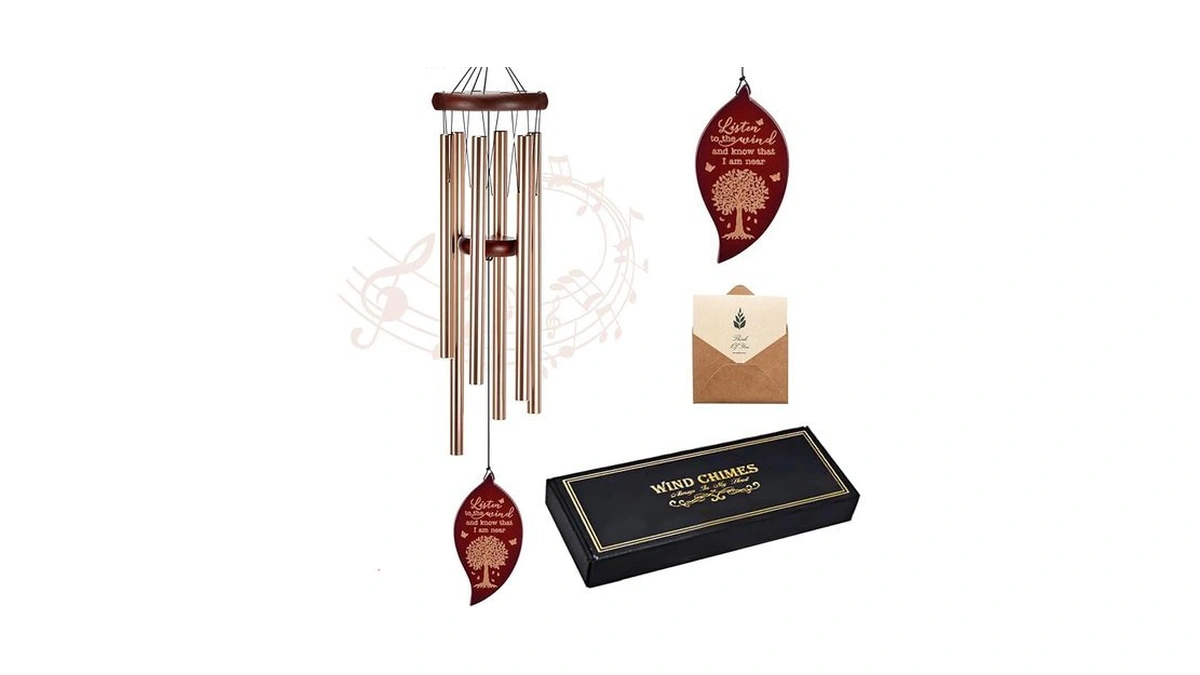 Memorial Wind Chimes With Engraved Tree Of Life, 32" Sympathy