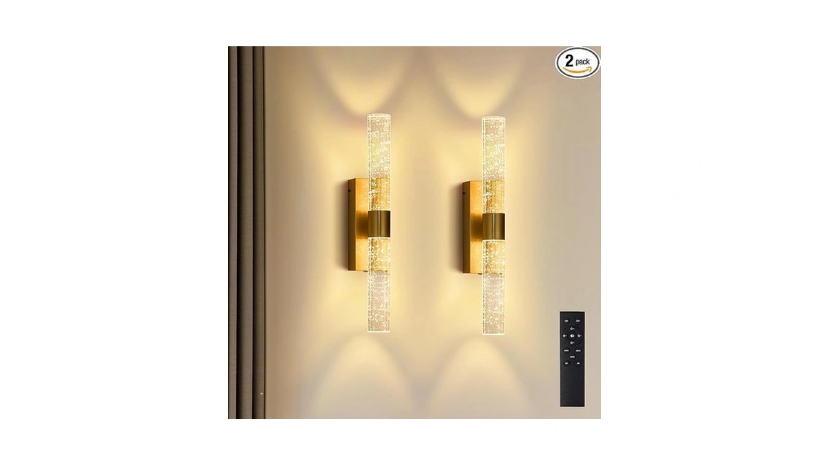 Linboro Battery Operated Wall Sconces Set Of 2, 16.9'' Rechargeable