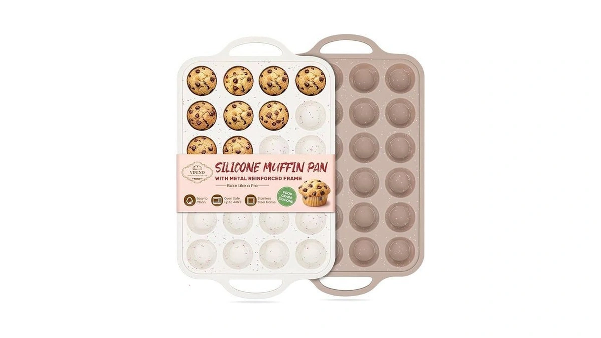 Vinino 2pack Mini Silicone Muffin Pans For Baking With Metal