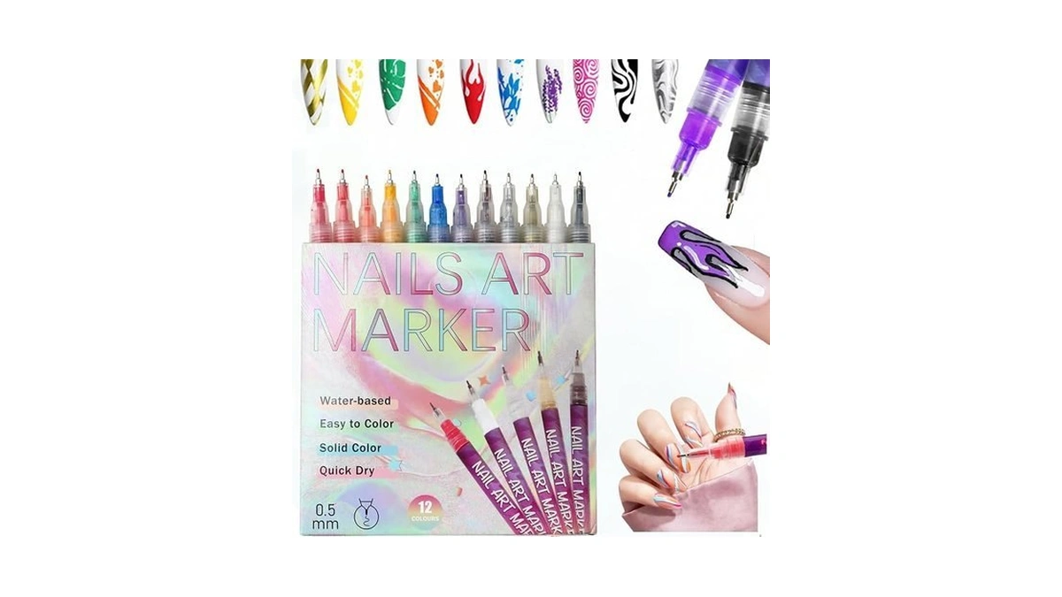 12 Colors Nail Art Pens Set, 2026 Upgrade Nail Marker,