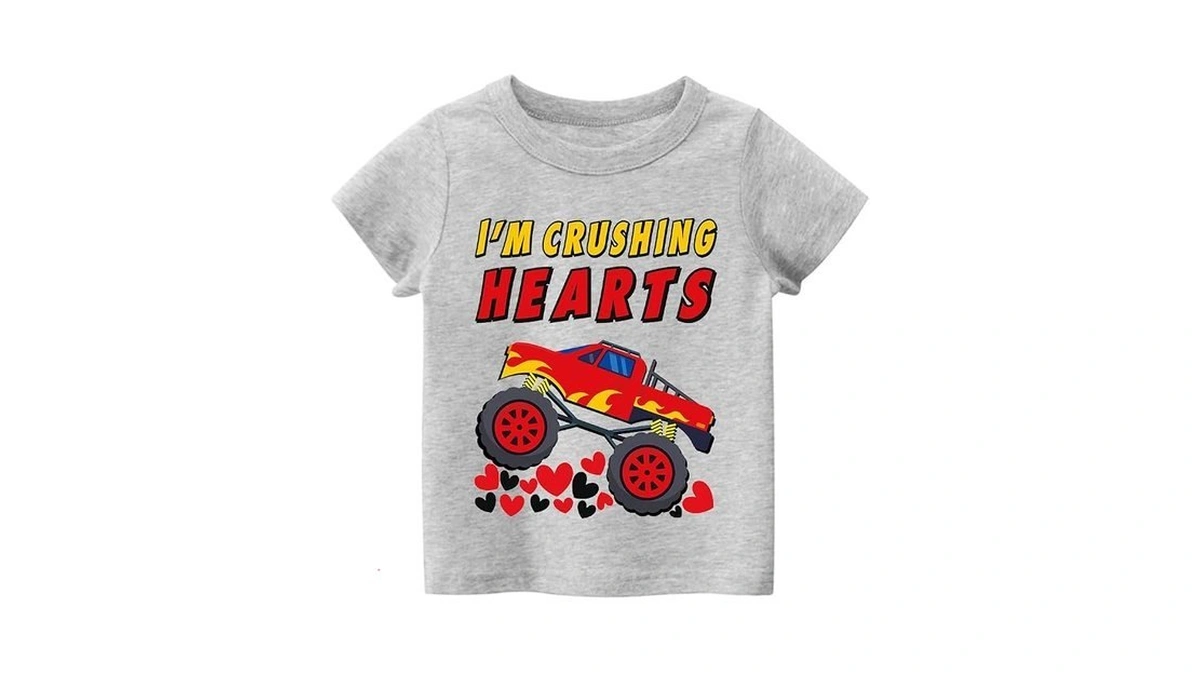 Tkria Big Boy Girl Short Sleeve Valentine Shirts Tops Monster