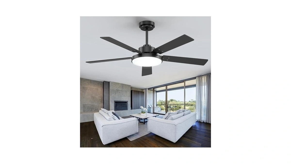Vaczon 52 Inch Black Ceiling Fan With Light And Remote/app,