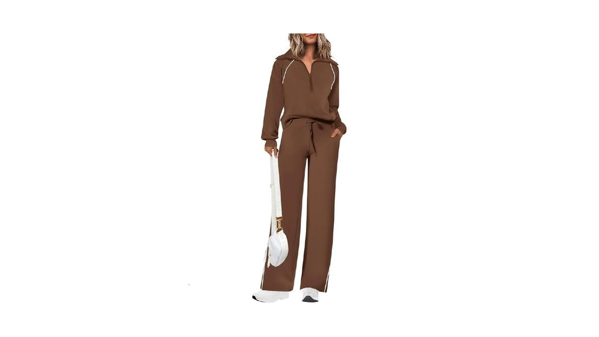 Prettygarden Women's 2 Piece Outfits Casual Lapel Half Zip Sweatshirts