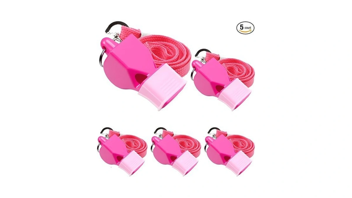 Junkin 5 Pack Pealess Referee Whistles With Lanyards, Loud Crisp