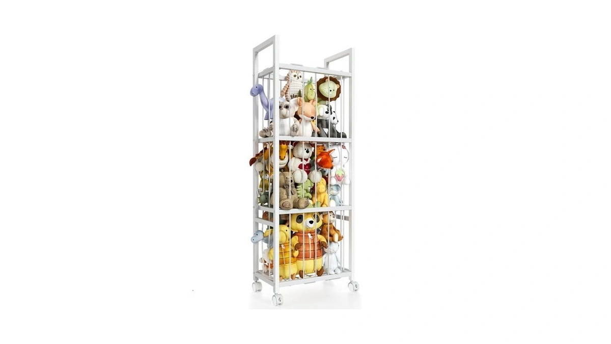 Wennop Stuffed Animal Storage, Metal Stuffed Animal Holder With Wheels
