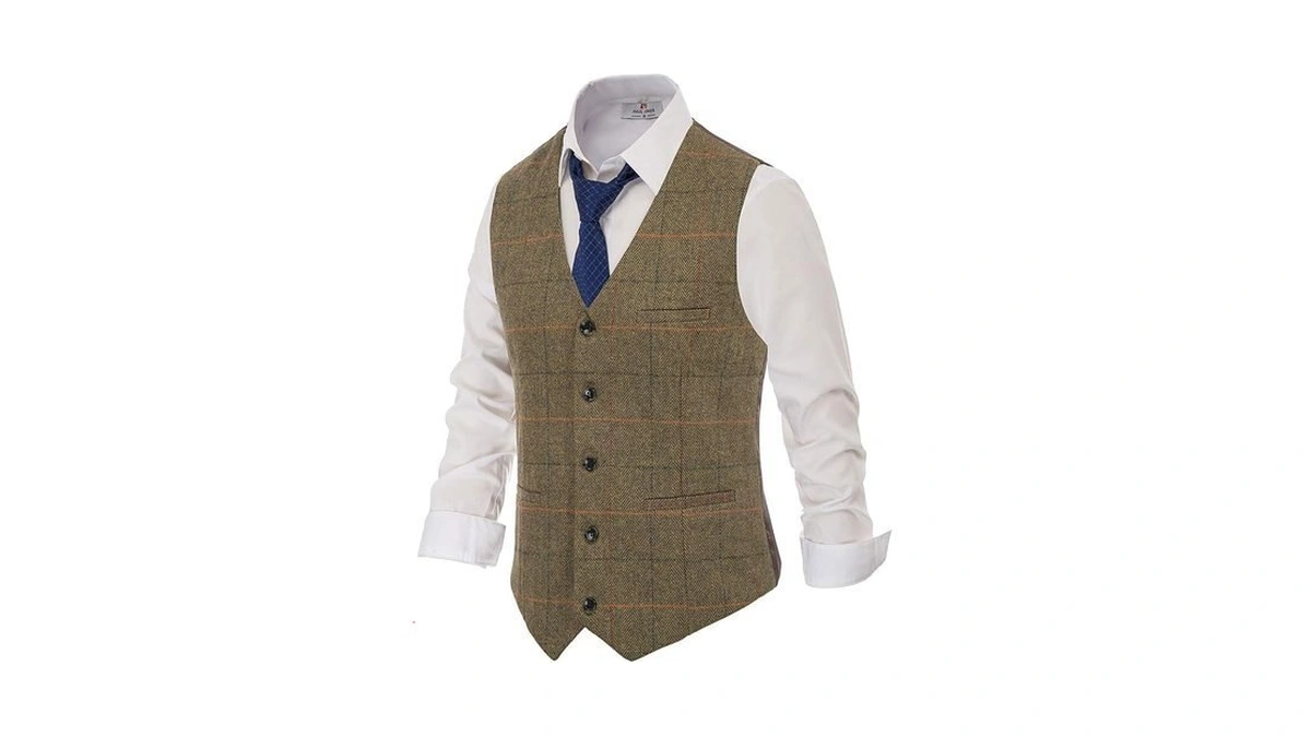 Pj Paul Jones Mens Slim Fit Tuxedos Suits Vest Check