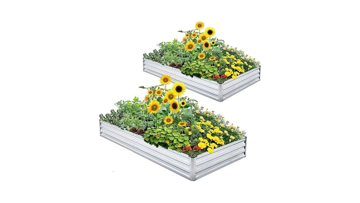 Mofesun Galvanized Raised Garden Bed 2pcs Pack - Metal Raised