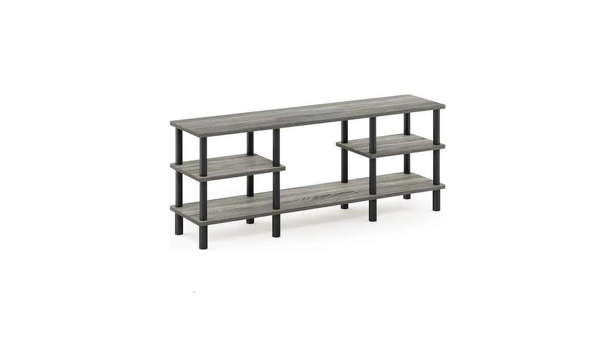 Furinno Turn-n-tube 3-tier Multipurpose Wide Shelf Tv Stand, French Oak