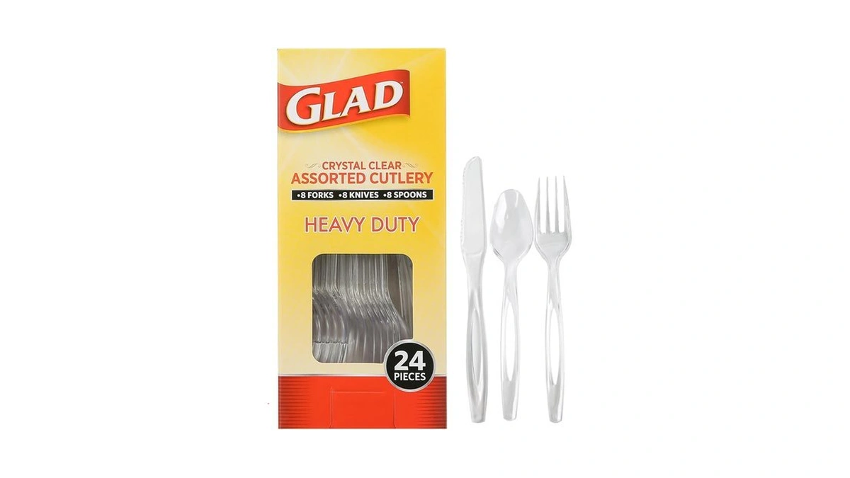 Glad Clear Disposable Cutlery Set With Heavy Duty Plastic Forks,