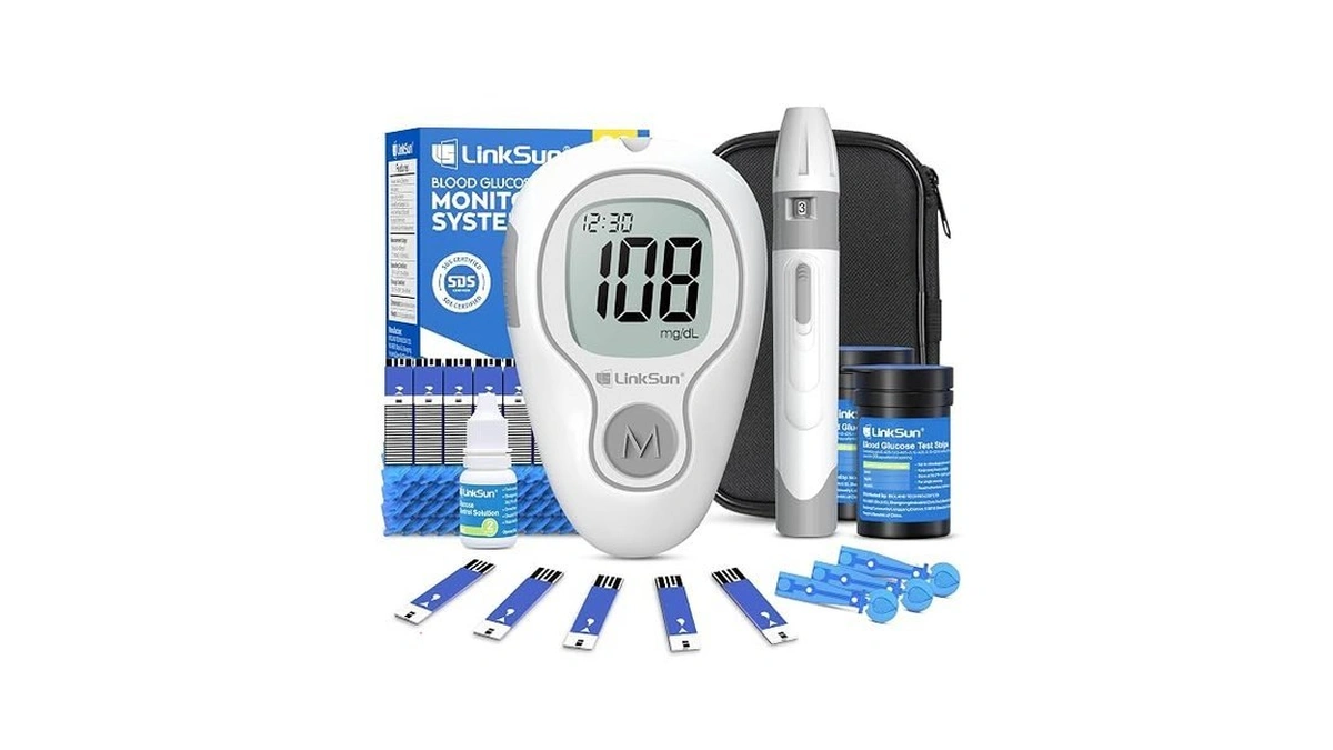 Linksun G-425-3 Blood Glucose Monitor Kit, 100 Test Strips, 100