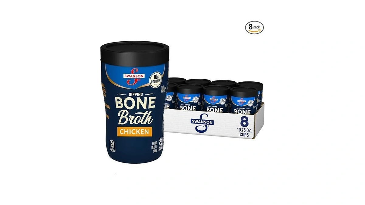 Swanson Sipping Chicken Bone Broth, 10.75 Oz Microwavable Cup (8