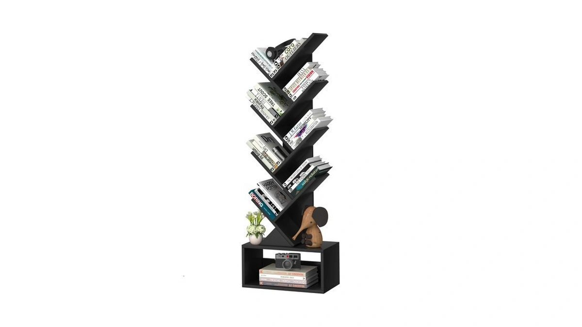 Sheepam 9 Tier Tree Bookshelf,christmas Green Bookcase For Narrow Space,