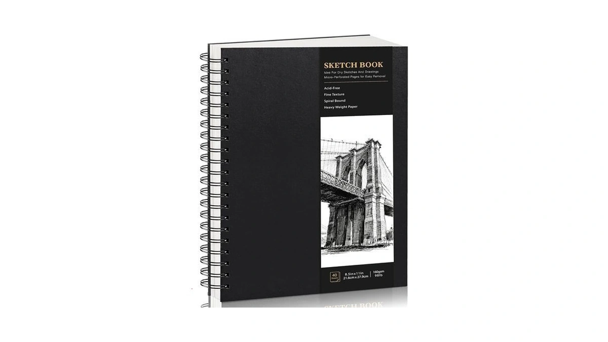 Hardcover Sketchbook Spiral Bound, 160gsm Thick Paper Drawing Pad, 40