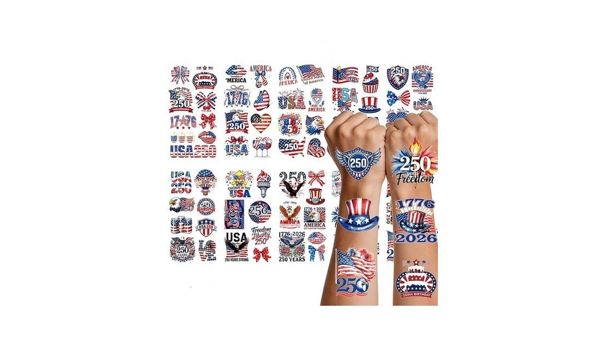 4th Of July Tattoos 10 Sheets - Waterproof America 250