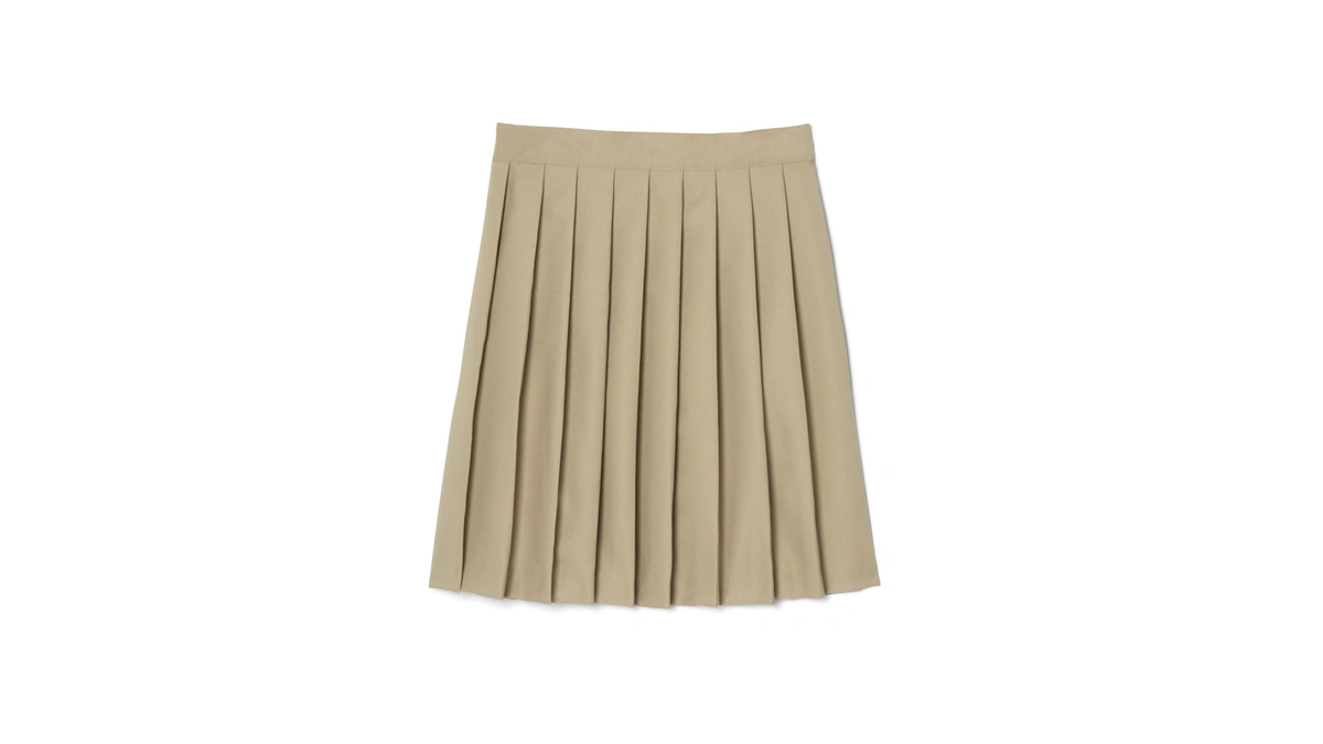 French Toast Girls' Adjustable Waist Mid Length Pleated Skirt, Khaki,