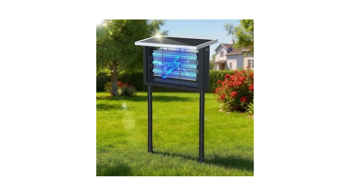 Solar Bug Zapper Outdoor, Upgrade 3-tube 4500v Electric Mosquito Zapper,