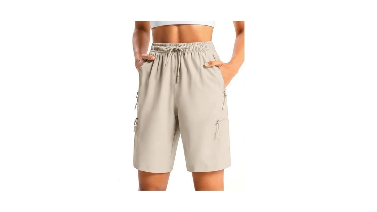 Cyasundent Women's 9" Hiking Cargo Shorts Lightweight Stretch Quick Dry