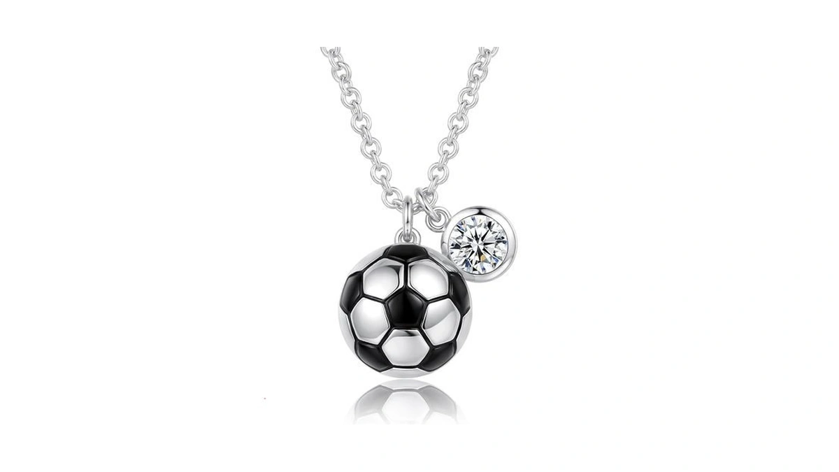 Quietrose Soccer Ball Pendant Necklace With Crystal Charm – Copper