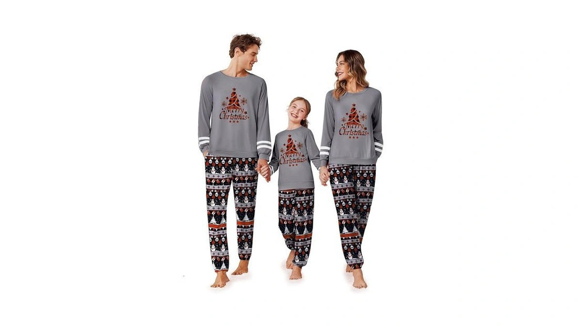 Ekouaer Family Christmas Pajamas Matching Sets Long Sleeve Couple Pjs