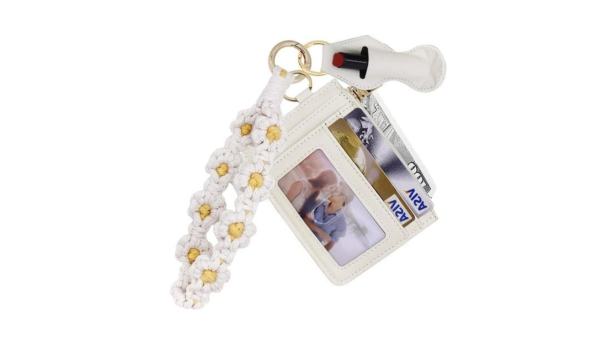 Bihrtc Macrame Lanyards Wallet Card Holder With Leather Tassel Lipstick