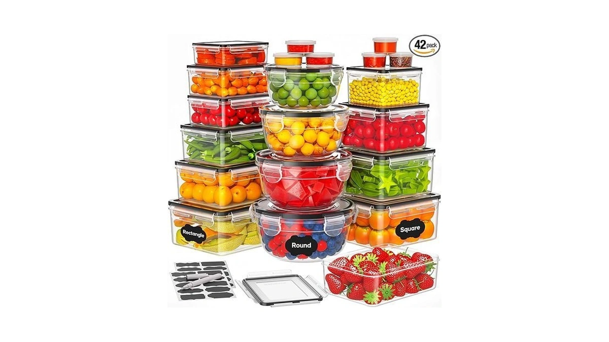 42 Pcs Food Storage Containers With Lids (21 Containers &