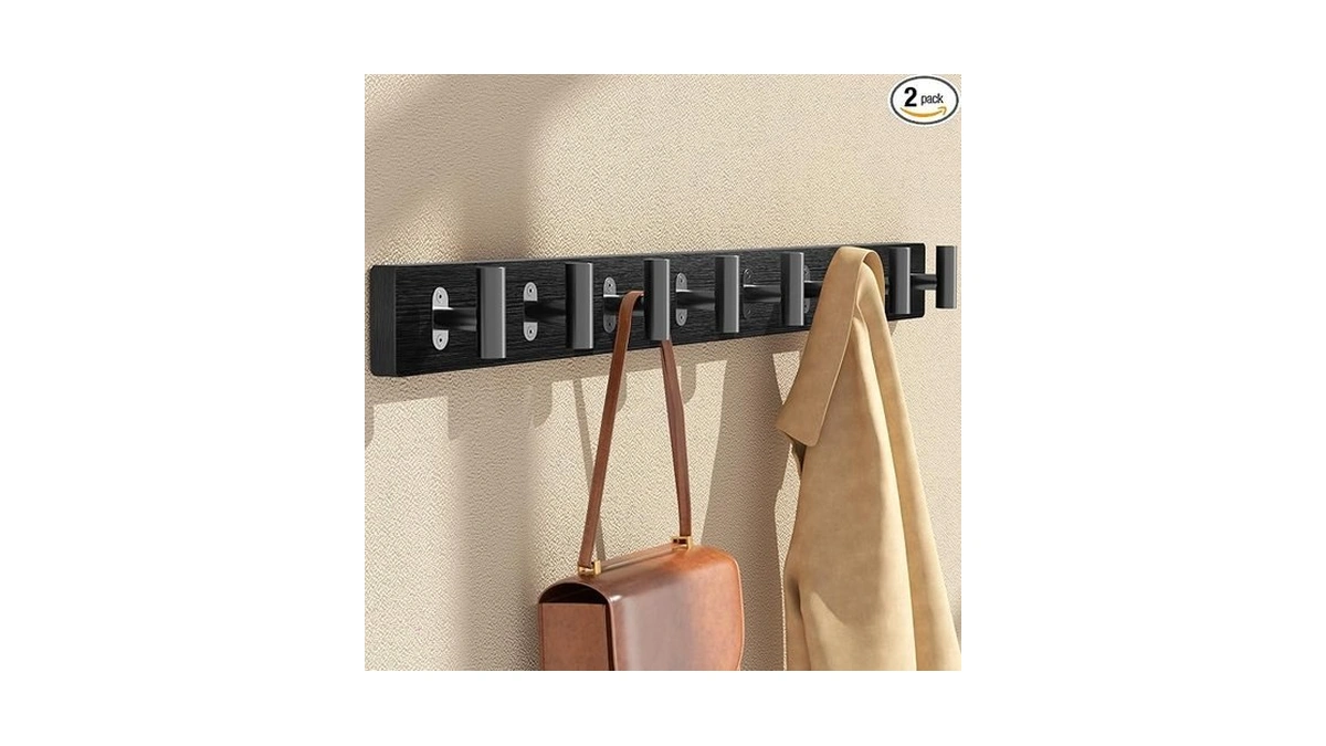 Orapoke 2 Pack Coat Rack Wall Mount, Black Coat Hooks
