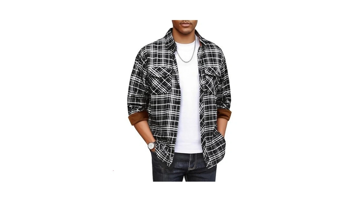 Mens Flannel Shirt Long Sleeve Soft Smooth Plaid Shirts Casual