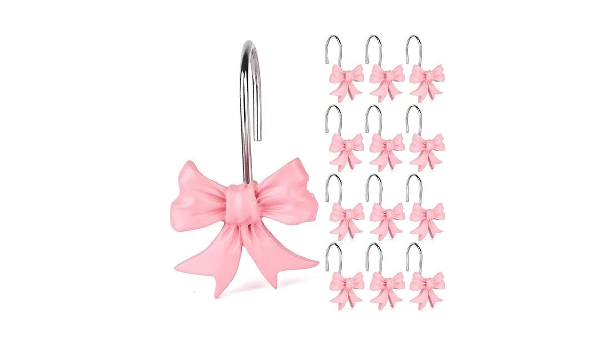 12pcs Bow Knot Shower Curtain Hooks,home Decorative Shower Curtain Rings