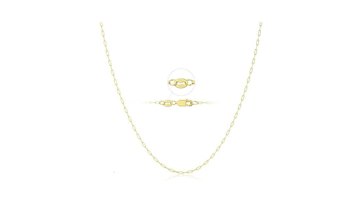 Moodear 925 Sterling Silver Paperclip Necklace For Women - 16k