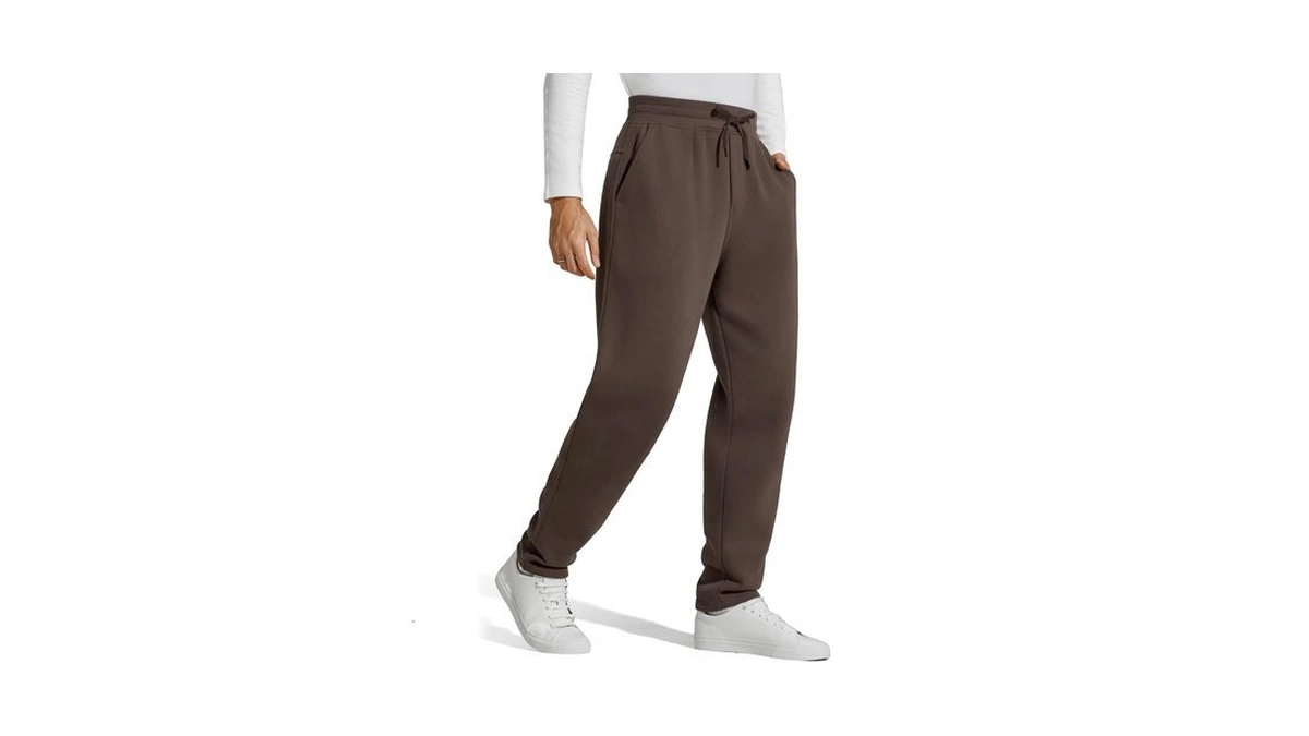G4free Fleece Cotton Pants For Men Drawstring Open Bottom Casual