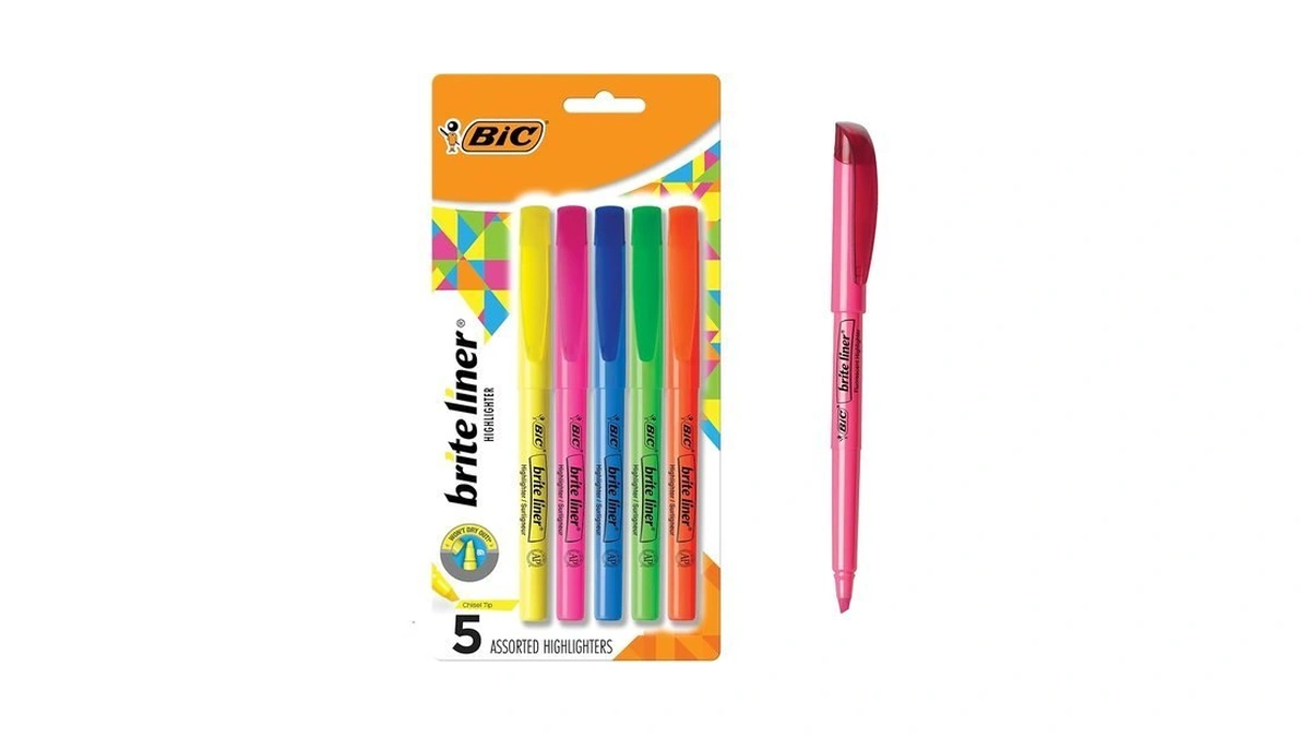 Bic Brite Liner Highlighters, Chisel Tip, School Supplies For Students